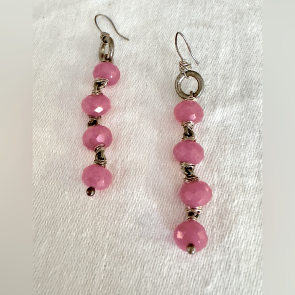 Vintage rhodonite with ss handmade earrings